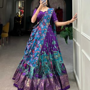 Festive Wear Dola Silk Lehenga Set for Women – Foil Work, Stitched, Dupatta Included-0047