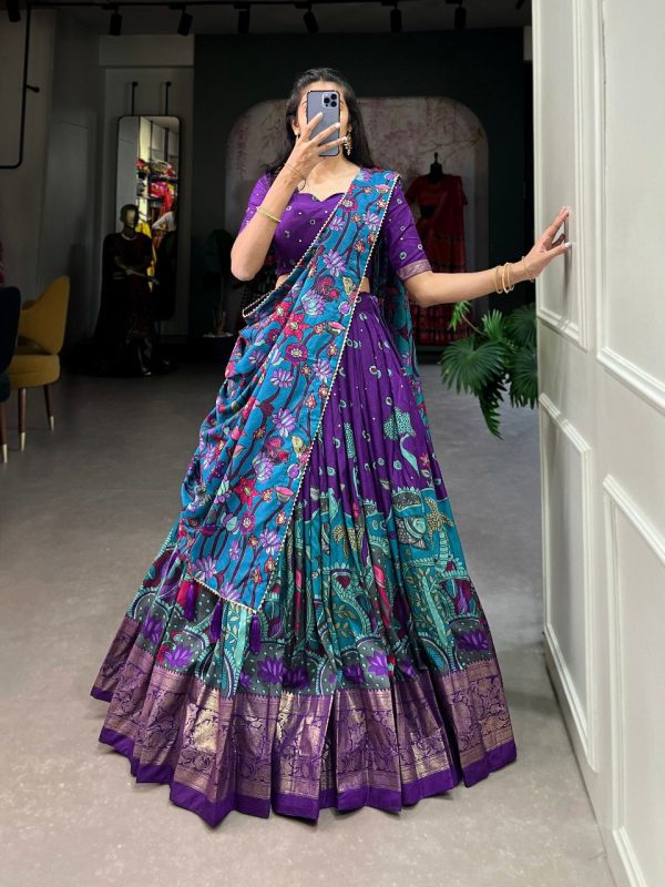 Festive Wear Dola Silk Lehenga Set for Women – Foil Work, Stitched, Dupatta Included-0047