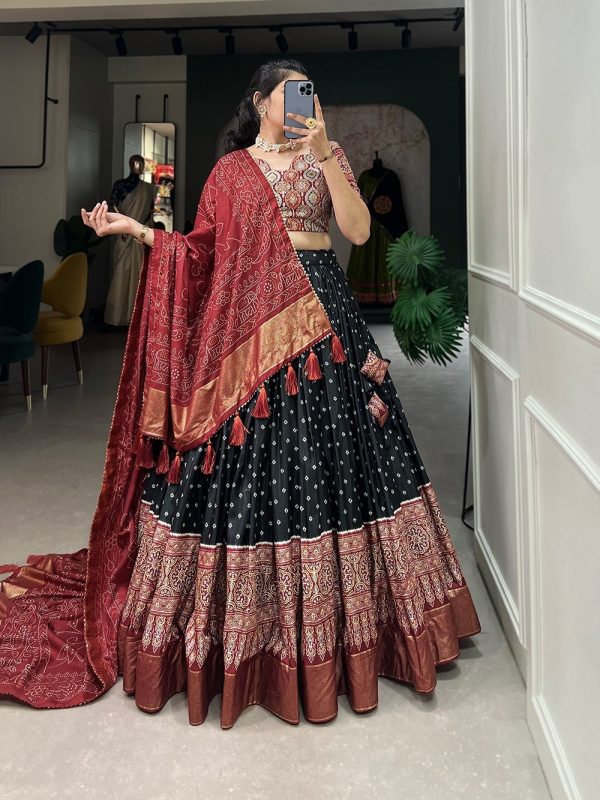 Festive Wear Dola Silk Lehenga Set for Women – Foil Work, Stitched, Dupatta Included-0058