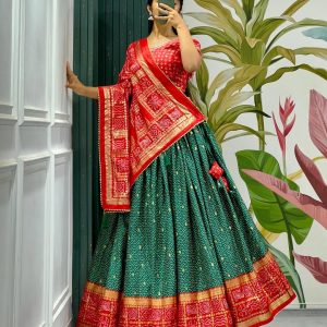 Festive Wear Dola Silk Lehenga Set for Women – Foil Work, Stitched, Dupatta Included-0069