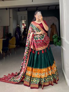 Festive Wear Dola Silk Lehenga Set for Women – Foil Work, Stitched, Dupatta Included-0068