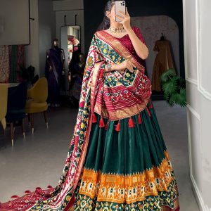 Festive Wear Dola Silk Lehenga Set for Women – Foil Work, Stitched, Dupatta Included-0068