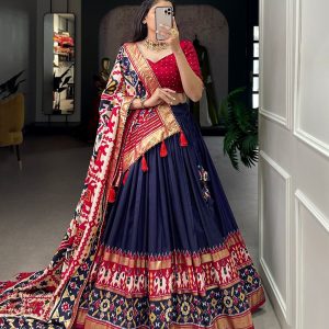 Festive Wear Dola Silk Lehenga Set for Women – Foil Work, Stitched, Dupatta Included-0067