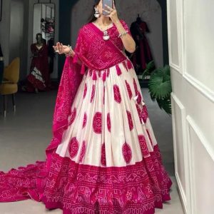 Festive Wear Dola Silk Lehenga Set for Women – Foil Work, Stitched, Dupatta Included-0066