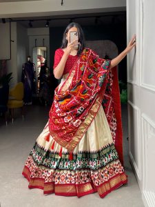 Festive Wear Dola Silk Lehenga Set for Women – Foil Work, Stitched, Dupatta Included-0064