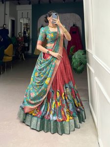 Festive Wear Dola Silk Lehenga Set for Women – Foil Work, Stitched, Dupatta Included-0063