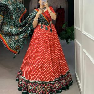 Festive Wear Dola Silk Lehenga Set for Women – Foil Work, Stitched, Dupatta Included-0062