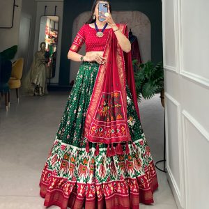 Festive Wear Dola Silk Lehenga Set for Women – Foil Work, Stitched, Dupatta Included-0061