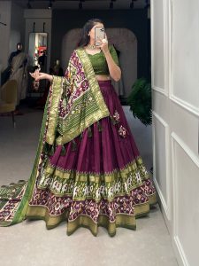 Festive Wear Dola Silk Lehenga Set for Women – Foil Work, Stitched, Dupatta Included-0059