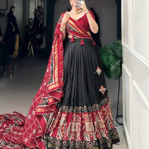 Festive Wear Dola Silk Lehenga Set for Women – Foil Work, Stitched, Dupatta Included-0056