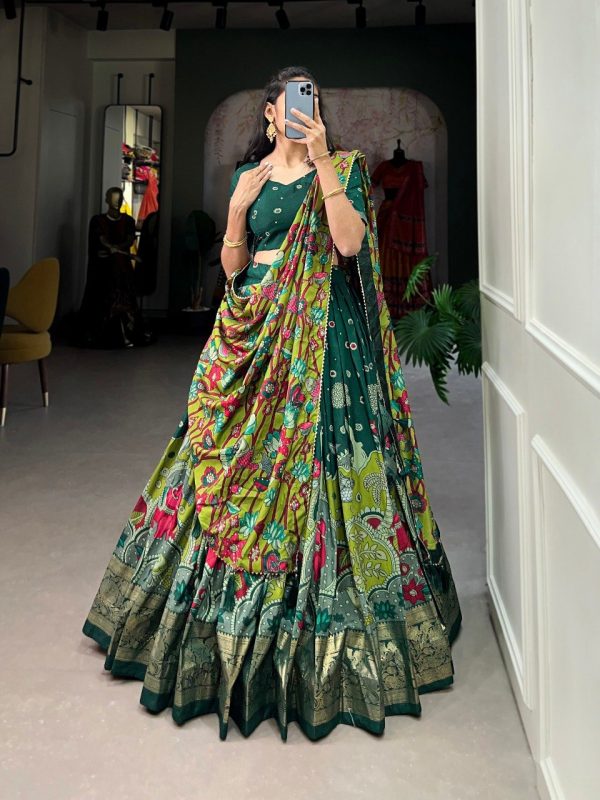 Festive Wear Dola Silk Lehenga Set for Women – Foil Work, Stitched, Dupatta Included-0054