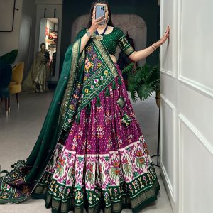 Festive Wear Dola Silk Lehenga Set for Women – Foil Work, Stitched, Dupatta Included-0053