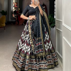 Festive Wear Dola Silk Lehenga Set for Women – Foil Work, Stitched, Dupatta Included-0051