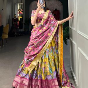 Festive Wear Dola Silk Lehenga Set for Women – Foil Work, Stitched, Dupatta Included-0050