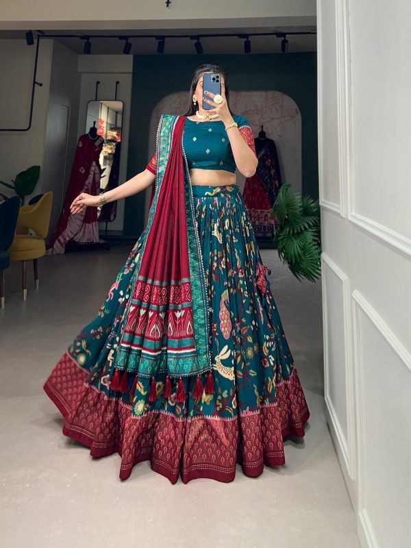 Festive Wear Dola Silk Lehenga Set for Women – Foil Work, Stitched, Dupatta Included-0049