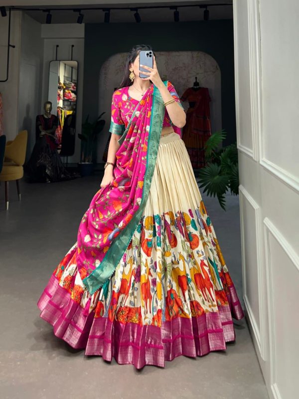 Festive Wear Dola Silk Lehenga Set for Women – Foil Work, Stitched, Dupatta Included-0046