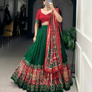 Festive Wear Dola Silk Lehenga Set for Women – Foil Work, Stitched, Dupatta Included-0045