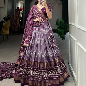 Festive Wear Dola Silk Lehenga Set for Women – Foil Work, Stitched, Dupatta Included-0044