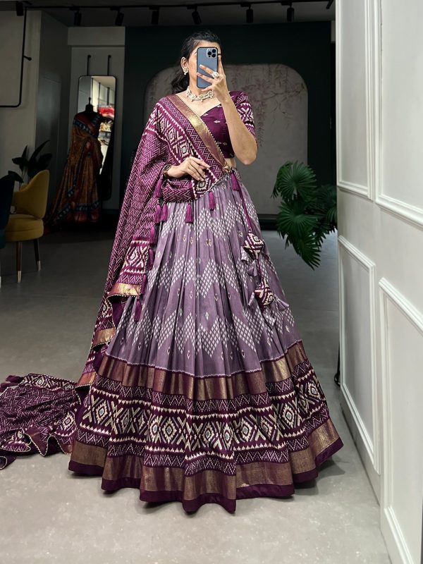 Festive Wear Dola Silk Lehenga Set for Women – Foil Work, Stitched, Dupatta Included-0044