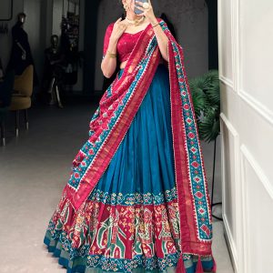 Festive Wear Dola Silk Lehenga Set for Women – Foil Work, Stitched, Dupatta Included-0043