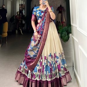Festive Wear Dola Silk Lehenga Set for Women – Foil Work, Stitched, Dupatta Included-0041