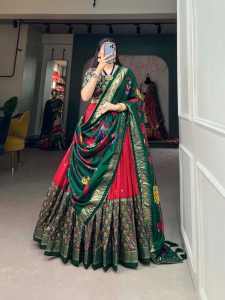 Festive Wear Dola Silk Lehenga Set for Women – Foil Work, Stitched, Dupatta Included-0040