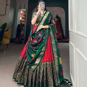 Festive Wear Dola Silk Lehenga Set for Women – Foil Work, Stitched, Dupatta Included-0040