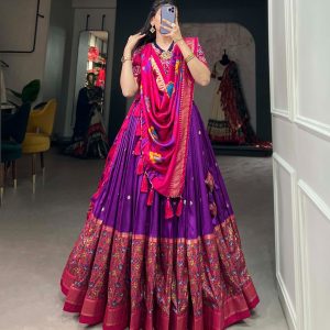 Festive Wear Dola Silk Lehenga Set for Women – Foil Work, Stitched, Dupatta Included-0039