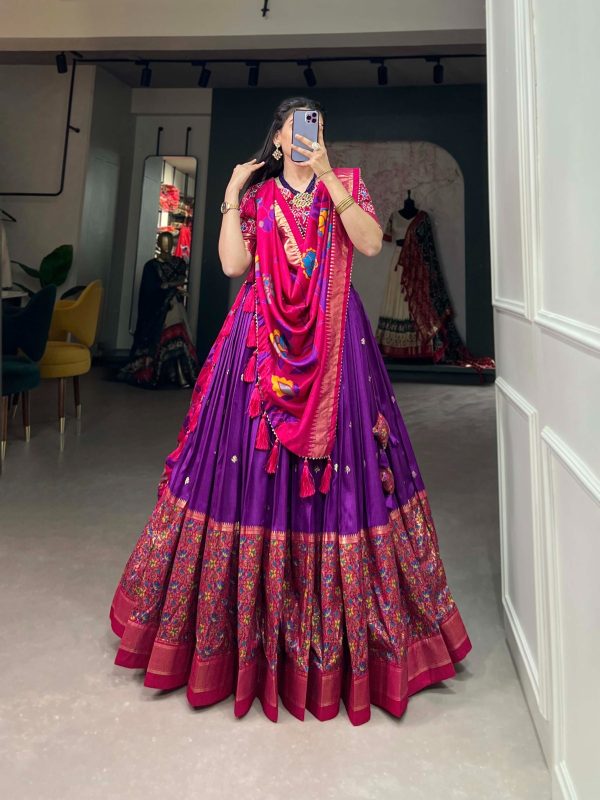 Festive Wear Dola Silk Lehenga Set for Women – Foil Work, Stitched, Dupatta Included-0039