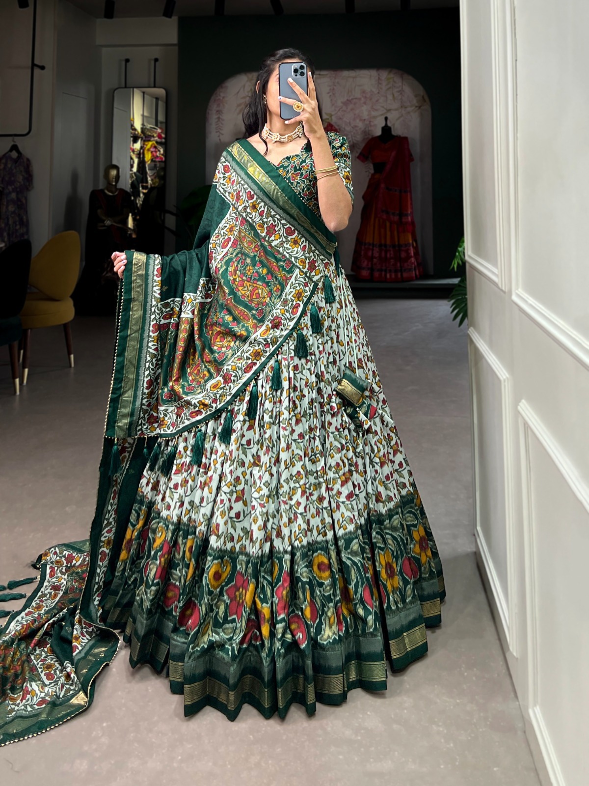 Festive Wear Dola Silk Lehenga Set for Women – Foil Work, Stitched, Dupatta Included-0037