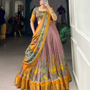 Festive Wear Dola Silk Lehenga Set for Women – Foil Work, Stitched, Dupatta Included-0036