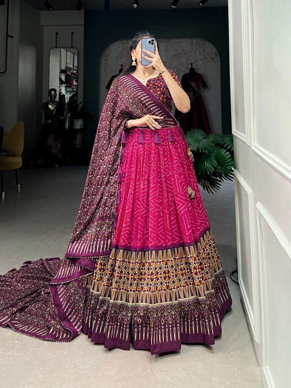 Festive Wear Dola Silk Lehenga Set for Women – Foil Work, Stitched, Dupatta Included-0035