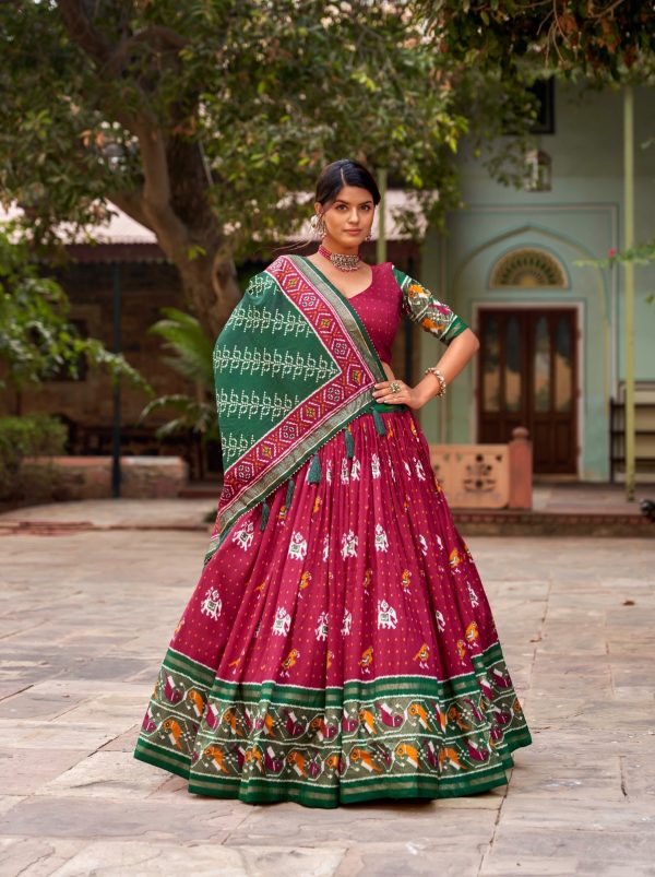 Festive Wear Dola Silk Lehenga Set for Women – Foil Work, Stitched, Dupatta Included-0033