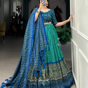 Festive Wear Dola Silk Lehenga Set for Women – Foil Work, Stitched, Dupatta Included-0032