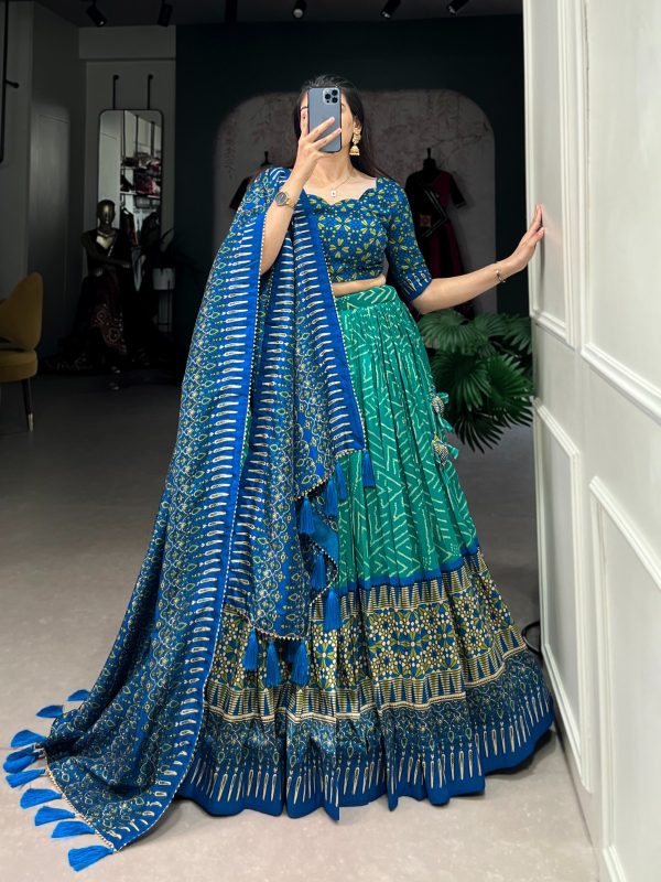 Festive Wear Dola Silk Lehenga Set for Women – Foil Work, Stitched, Dupatta Included-0032