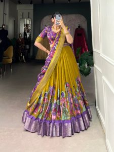 Festive Wear Dola Silk Lehenga Set for Women – Foil Work, Stitched, Dupatta Included-0031