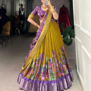 Festive Wear Dola Silk Lehenga Set for Women – Foil Work, Stitched, Dupatta Included-0031