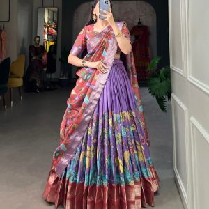 Festive Wear Dola Silk Lehenga Set for Women – Foil Work, Stitched, Dupatta Included-0022