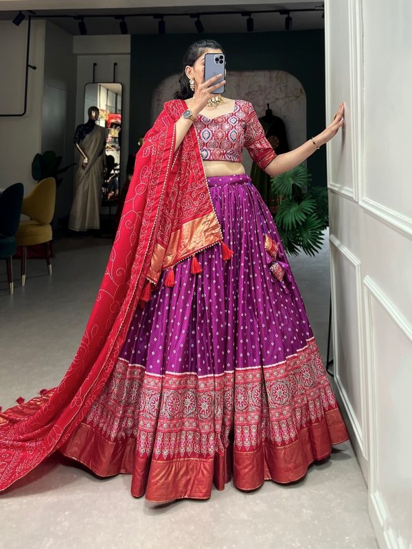 Festive Wear Dola Silk Lehenga Set for Women – Foil Work, Stitched, Dupatta Included-0021