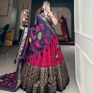 Festive Wear Dola Silk Lehenga Set for Women – Foil Work, Stitched, Dupatta Included-0019