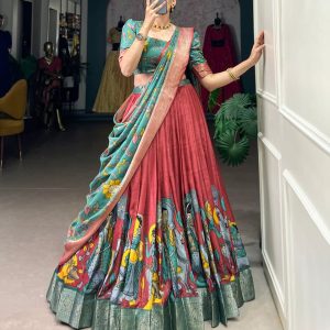 Festive Wear Dola Silk Lehenga Set for Women – Foil Work, Stitched, Dupatta Included-0016