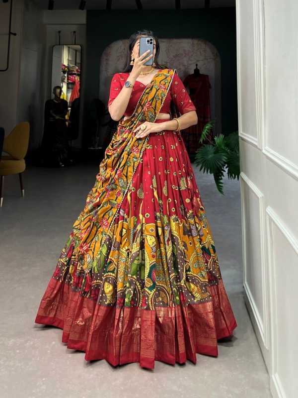 Festive Wear Dola Silk Lehenga Set for Women – Foil Work, Stitched, Dupatta Included-0015