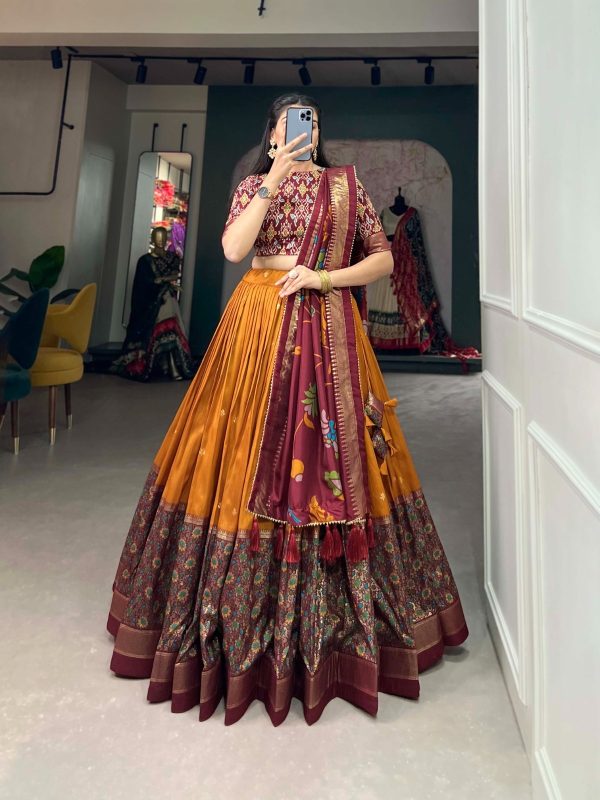 Festive Wear Dola Silk Lehenga Set for Women – Foil Work, Stitched, Dupatta Included-0014