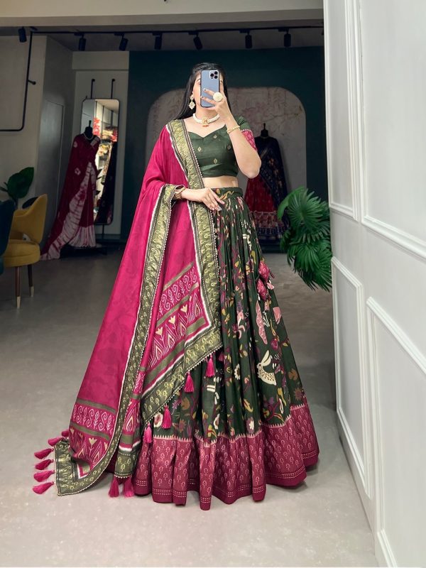 Festive Wear Dola Silk Lehenga Set for Women – Foil Work, Stitched, Dupatta Included-0013