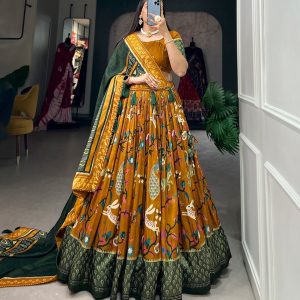 Festive Wear Dola Silk Lehenga Set for Women – Foil Work, Stitched, Dupatta Included-0011