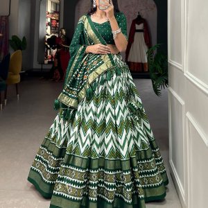 Festive Wear Dola Silk Lehenga Set for Women – Foil Work, Stitched, Dupatta Included-0027