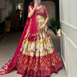 Festive Wear Dola Silk Lehenga Set for Women – Foil Work, Stitched, Dupatta Included-0026