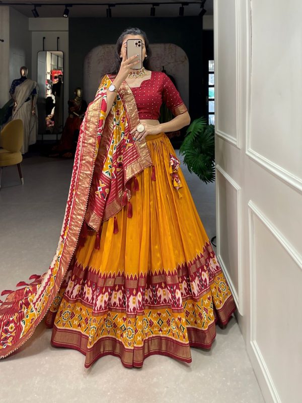 Festive Wear Dola Silk Lehenga Set for Women – Foil Work, Stitched, Dupatta Included-0025