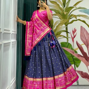 Festive Wear Dola Silk Lehenga Set for Women – Foil Work, Stitched, Dupatta Included-0024